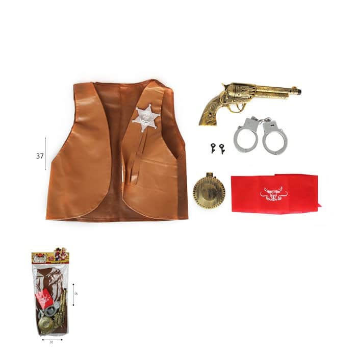 24761 סט תחפושות קאובוי אקדח אזיקים אפוד מטפחת