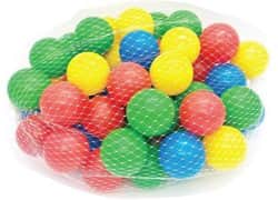 100 כדורי משחק צבעוניים ברשת